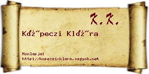 Köpeczi Klára névjegykártya